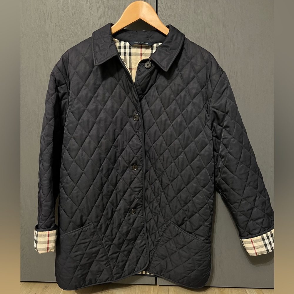 BURBERRY QUILTED JACKET, Blazer, navy, size L